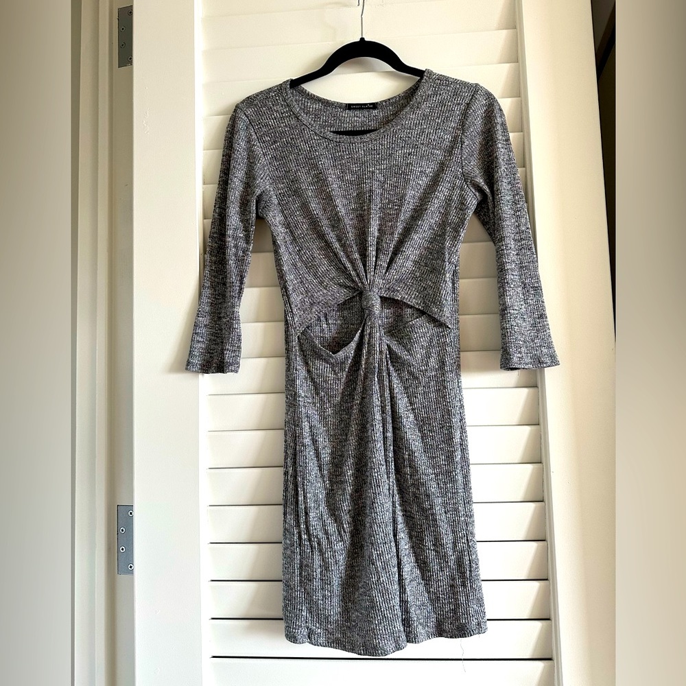 Gray Cutout Sweater Dress
